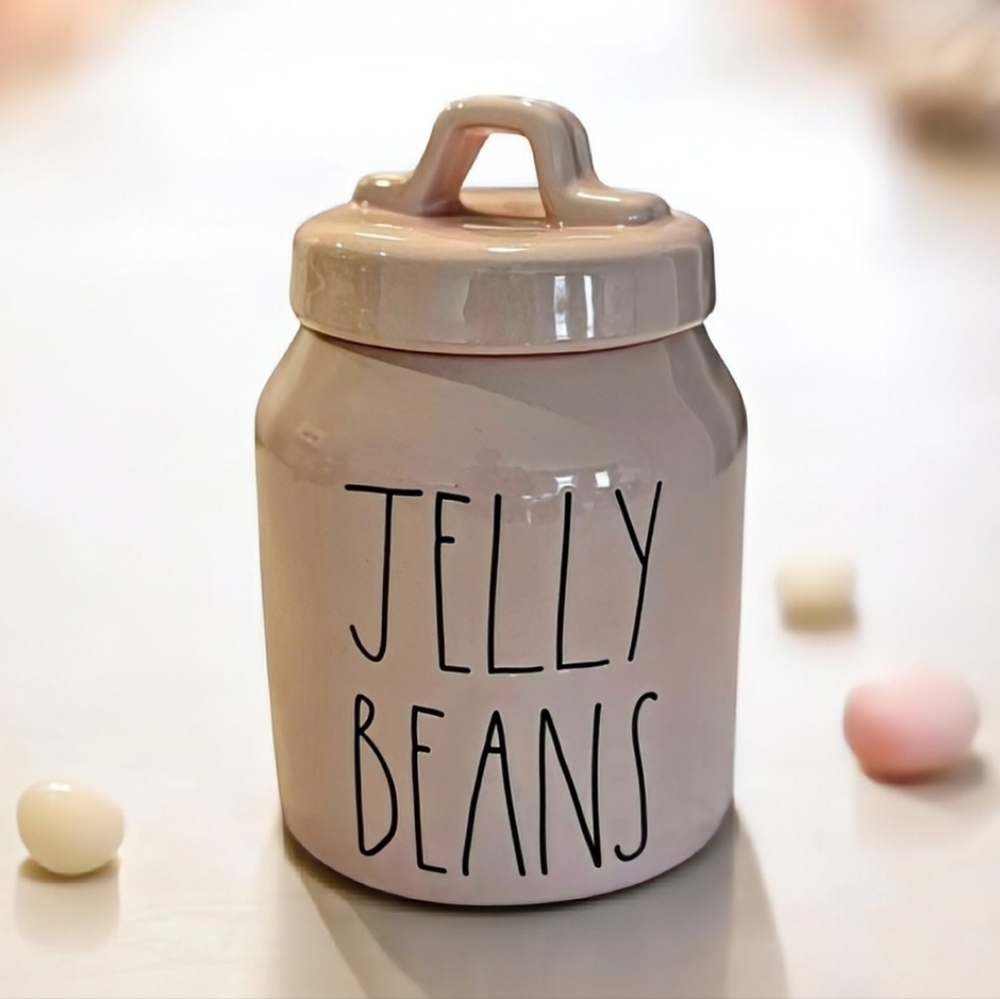 Rae Dunn JELLY BEANS Ceramic Canister in Pink